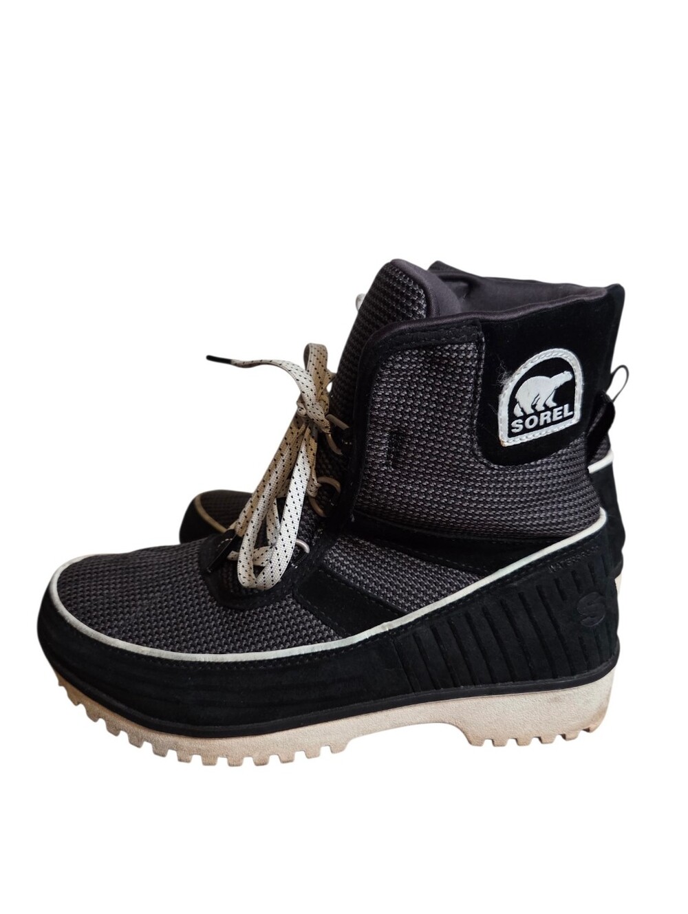SOREL Trivoli II Waterproof Ankle Boots Women's Size 7 Black Grey White